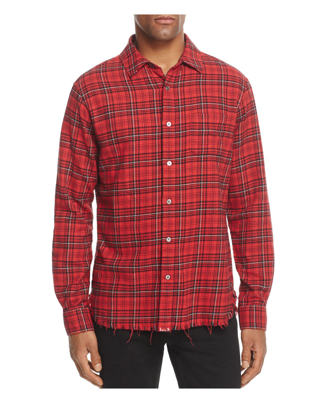 Frame Broken Hem Flannel Button-down Shirt in Red for Men | Lyst