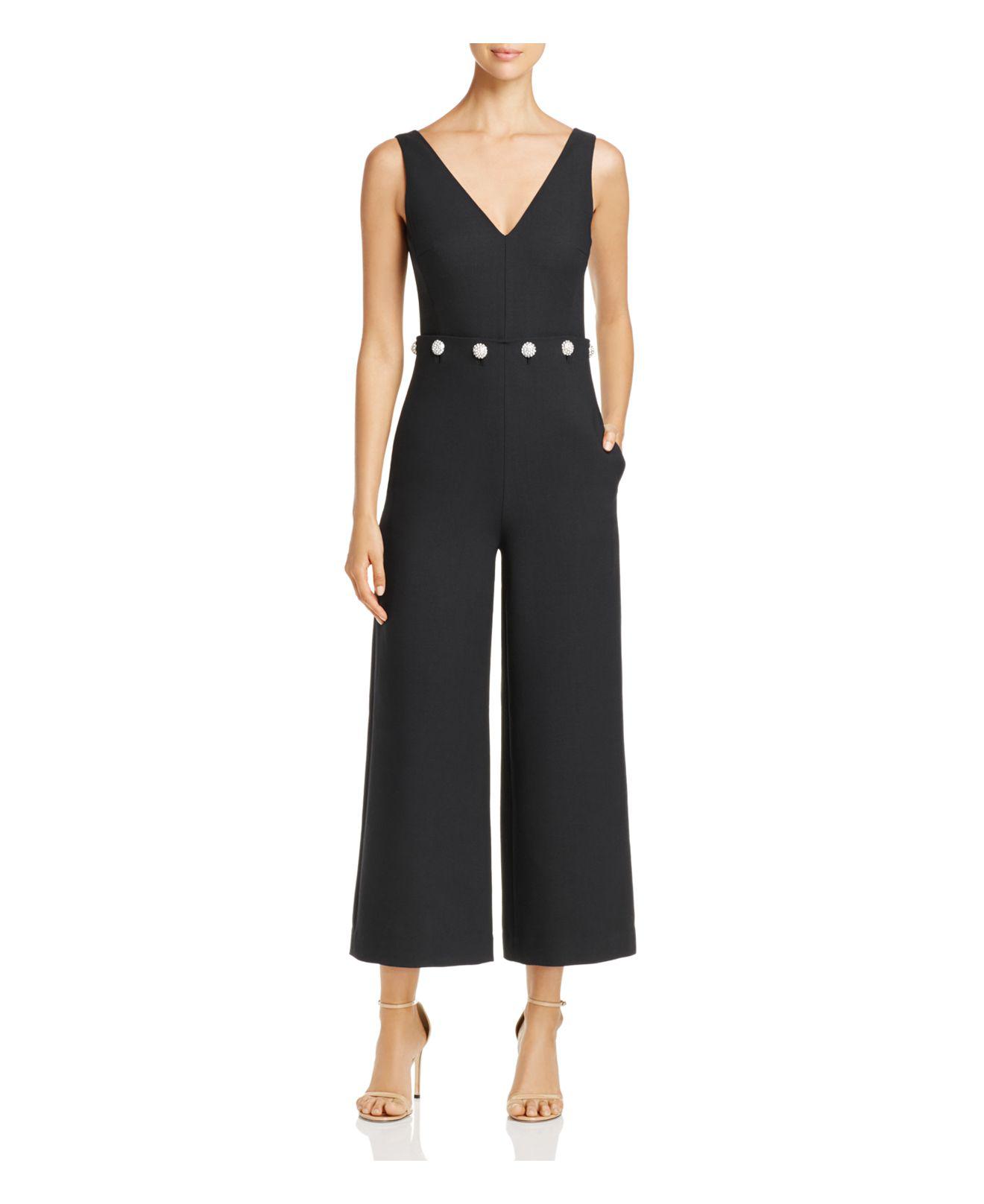 Lyst - Tory Burch Fremont Cropped Wide Leg Jumpsuit in Black