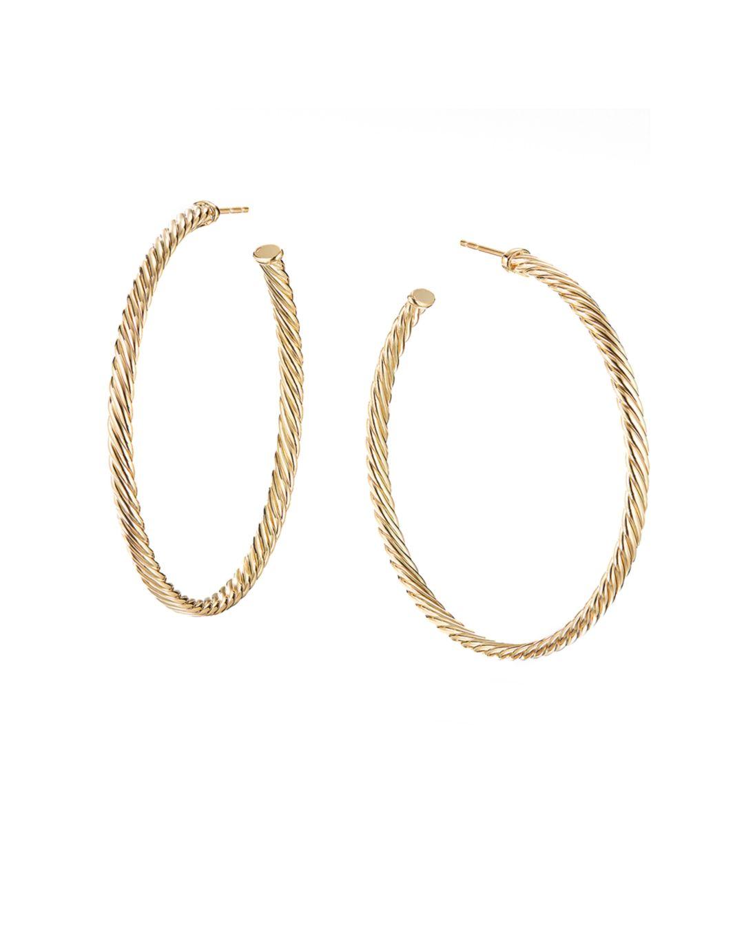 Lyst - David Yurman 18k Yellow Gold Large Cable Spiral Hoop Earrings in ...