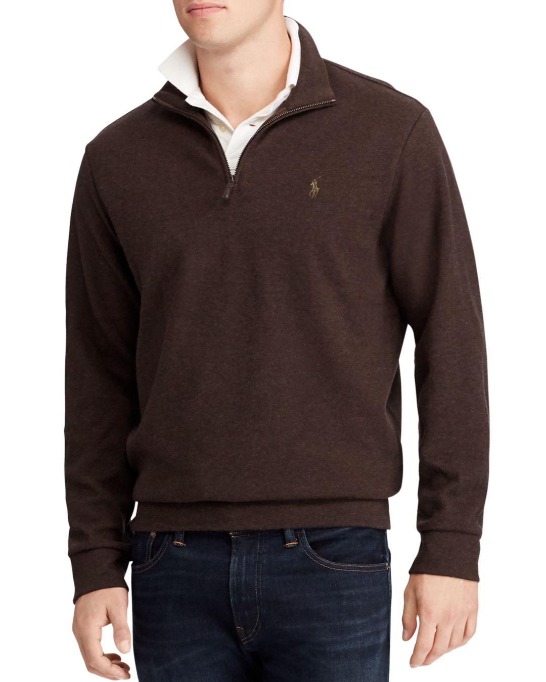 Lyst - Polo Ralph Lauren Double-knit Half-zip Pullover Sweater in Brown ...