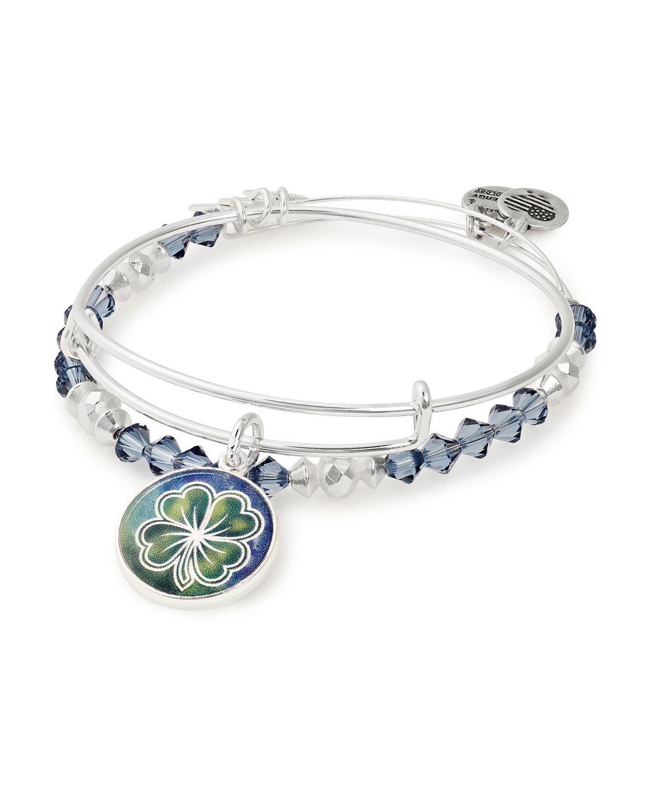 Lyst Alex And Ani Four Leaf Clover Expandable Bracelets In Blue Alex And Ani Women S Blue Four Leaf Clover Expandable Bracelets