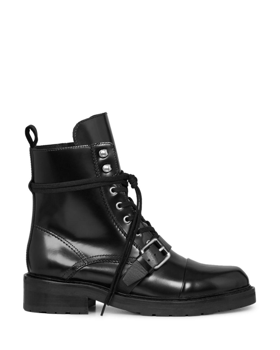 AllSaints Women's Donita Leather Lace Up Combat Boots in Black - Lyst