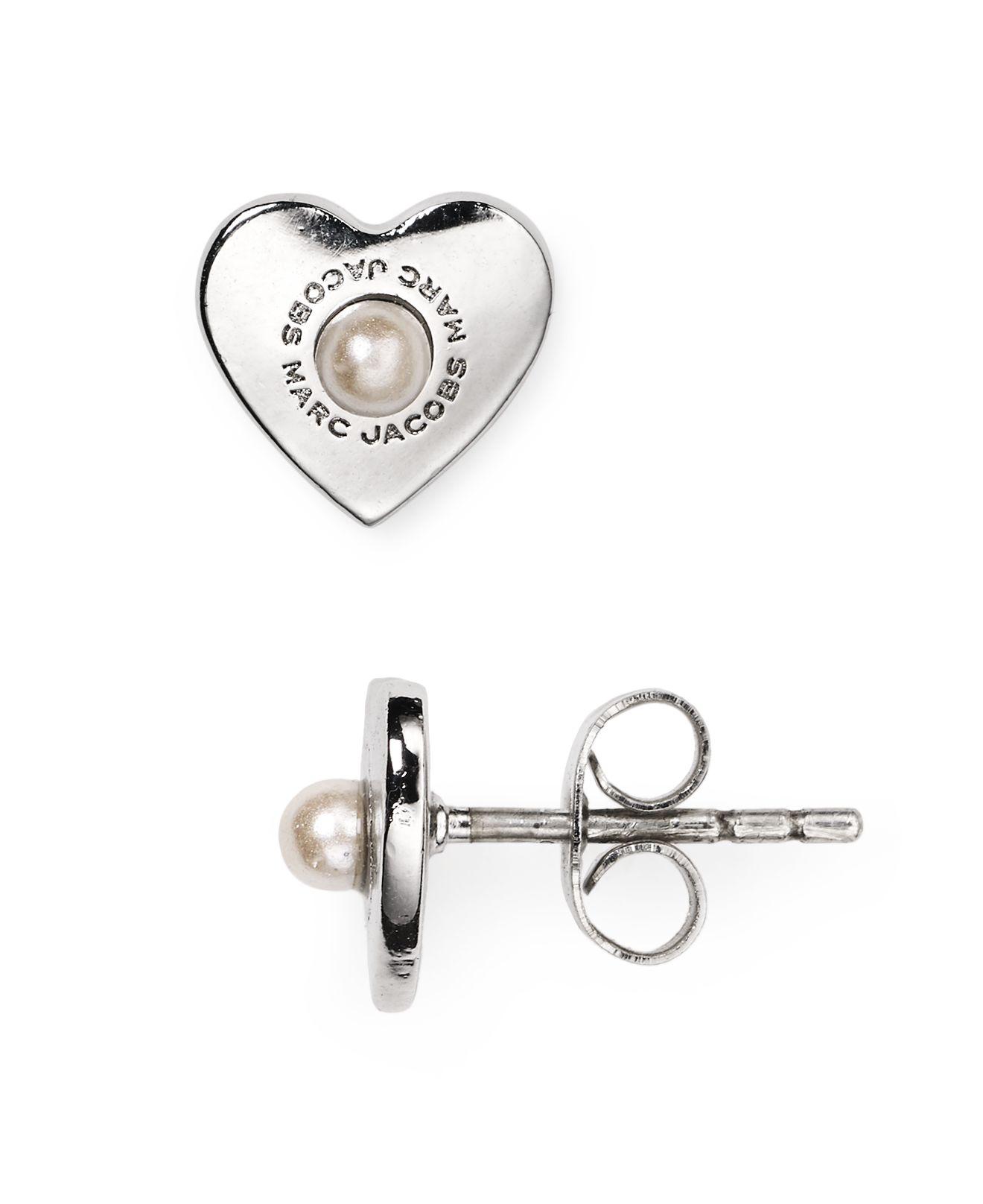 Lyst Marc Jacobs Swarovski Crystal Heart Stud Earrings In Metallic Gallery
