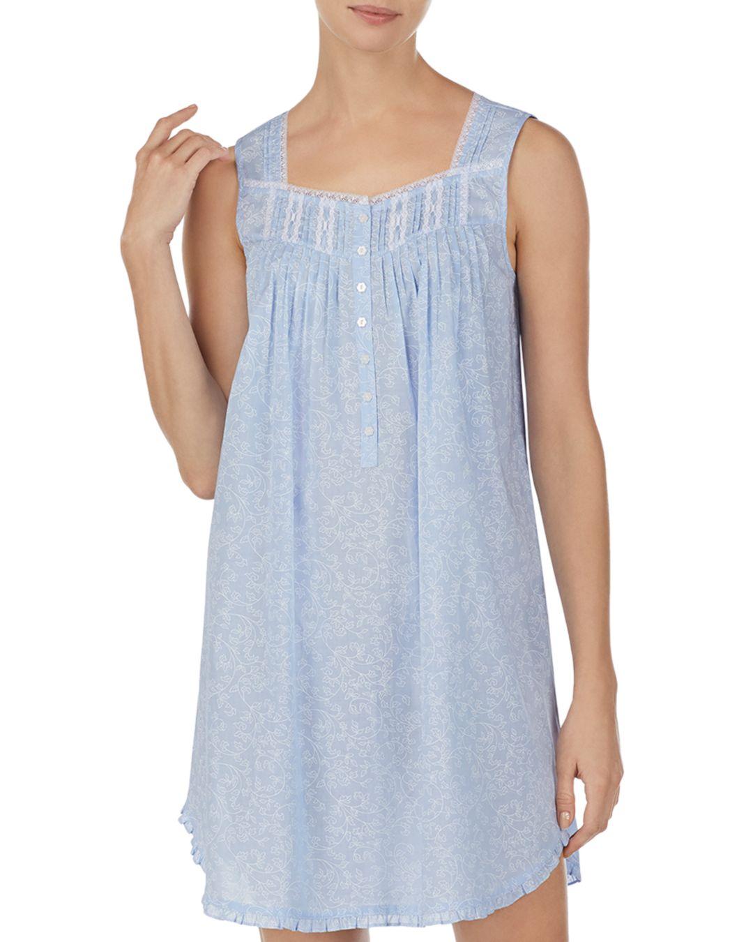 Eileen West Sleeveless Cotton Short Chemise in Periwinkle