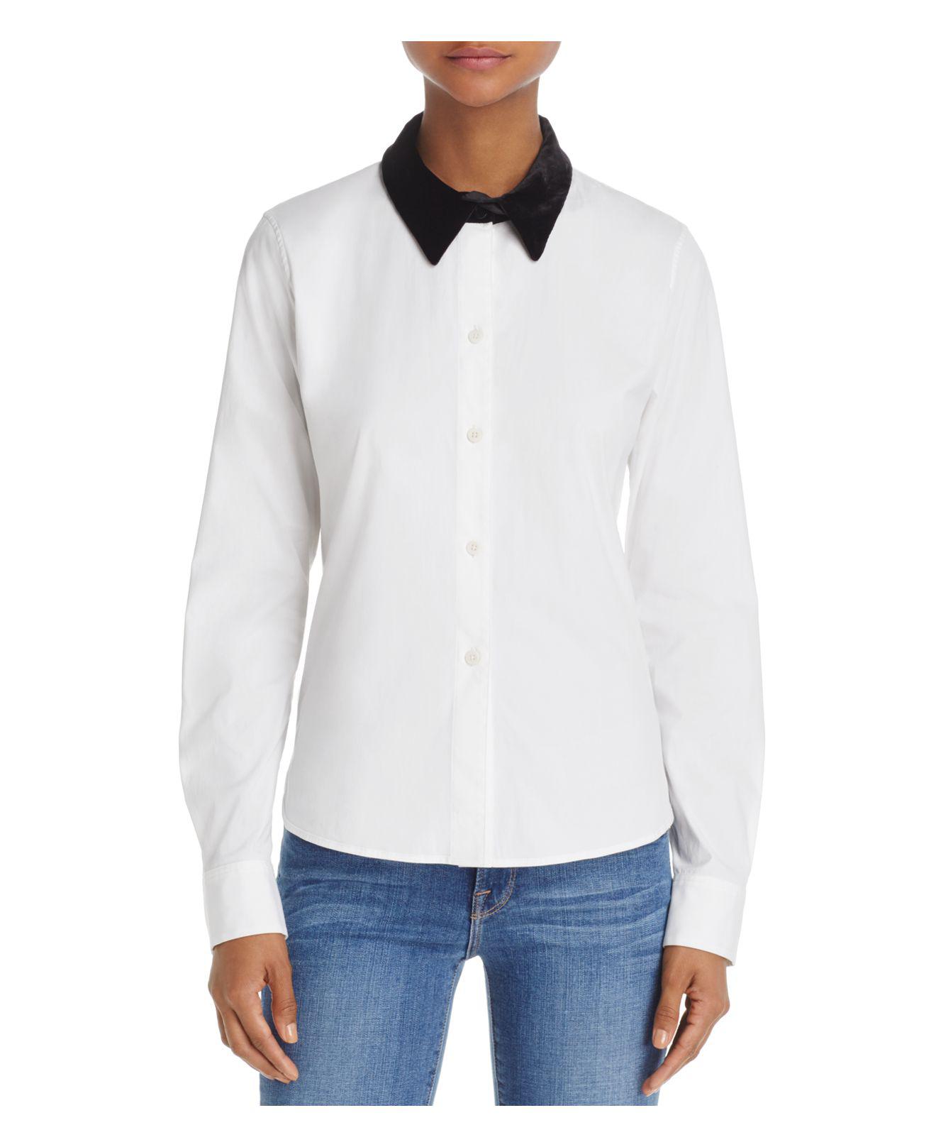 Lyst - Theory Velvet-collar Shirt in White