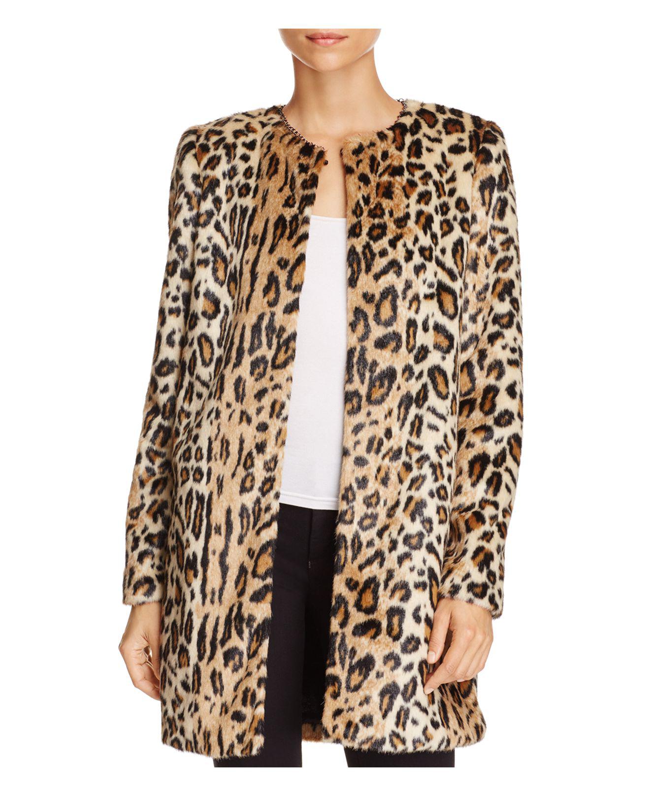 Lyst - T Tahari Jenna Faux Leopard Coat in Natural