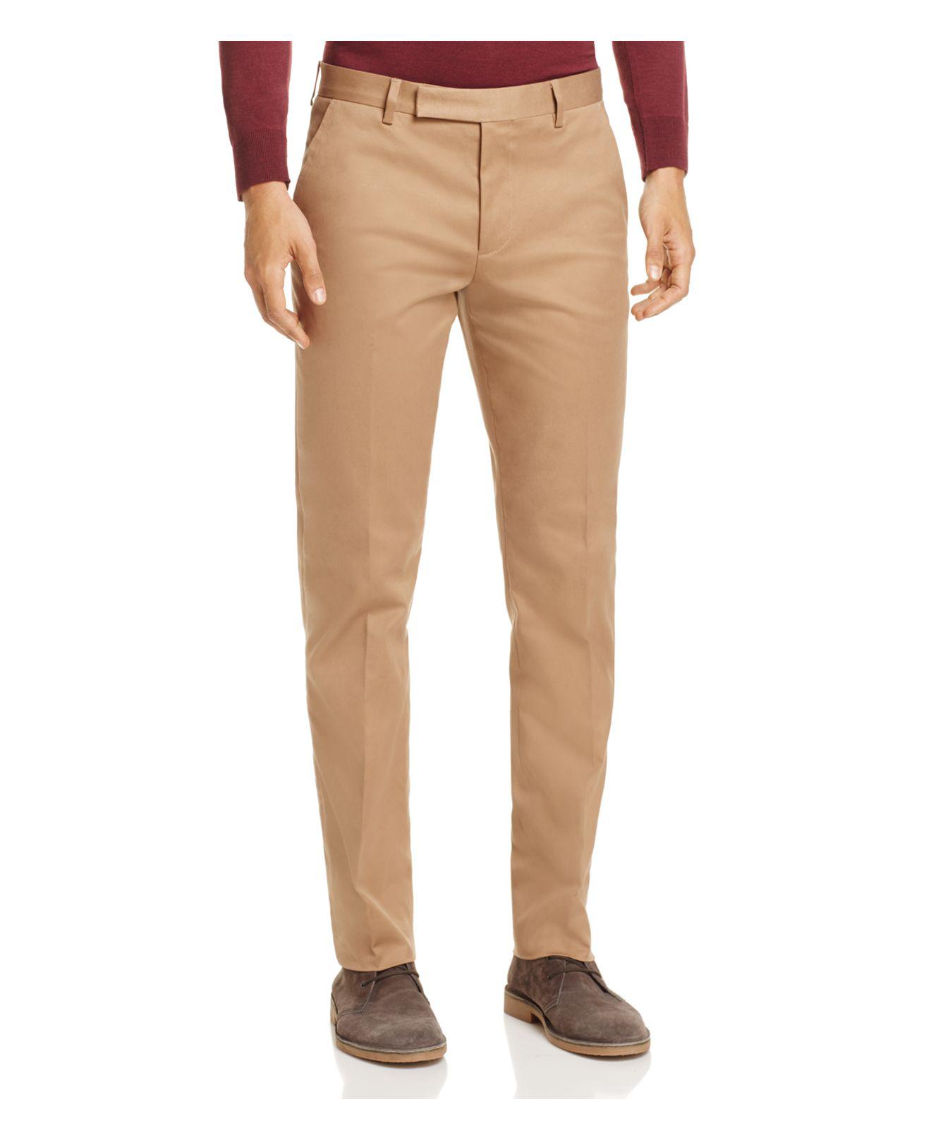 Lyst - Paul Smith Solid Slim Fit Trousers in Natural for Men