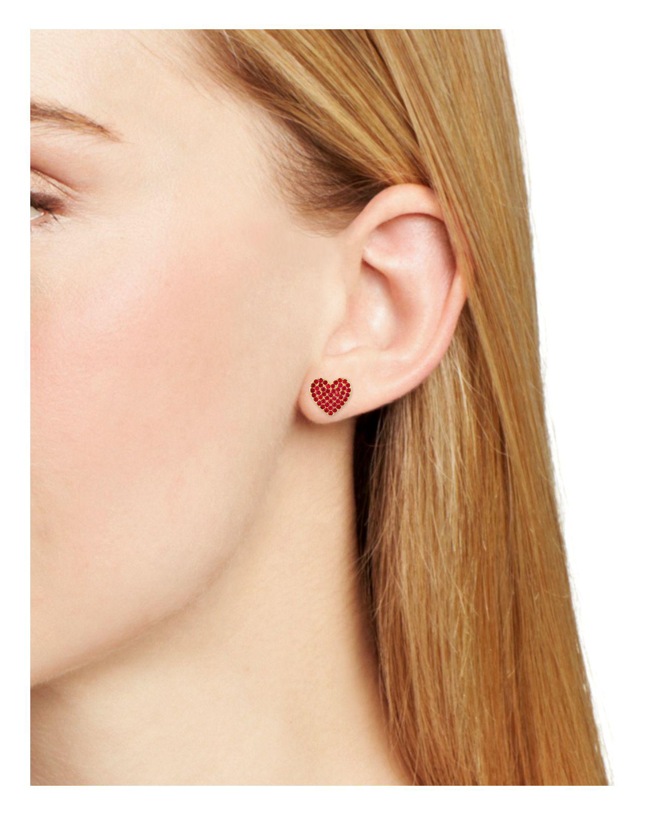 Kate Spade Pavé Heart Stud Earrings In Red Lyst Gallery