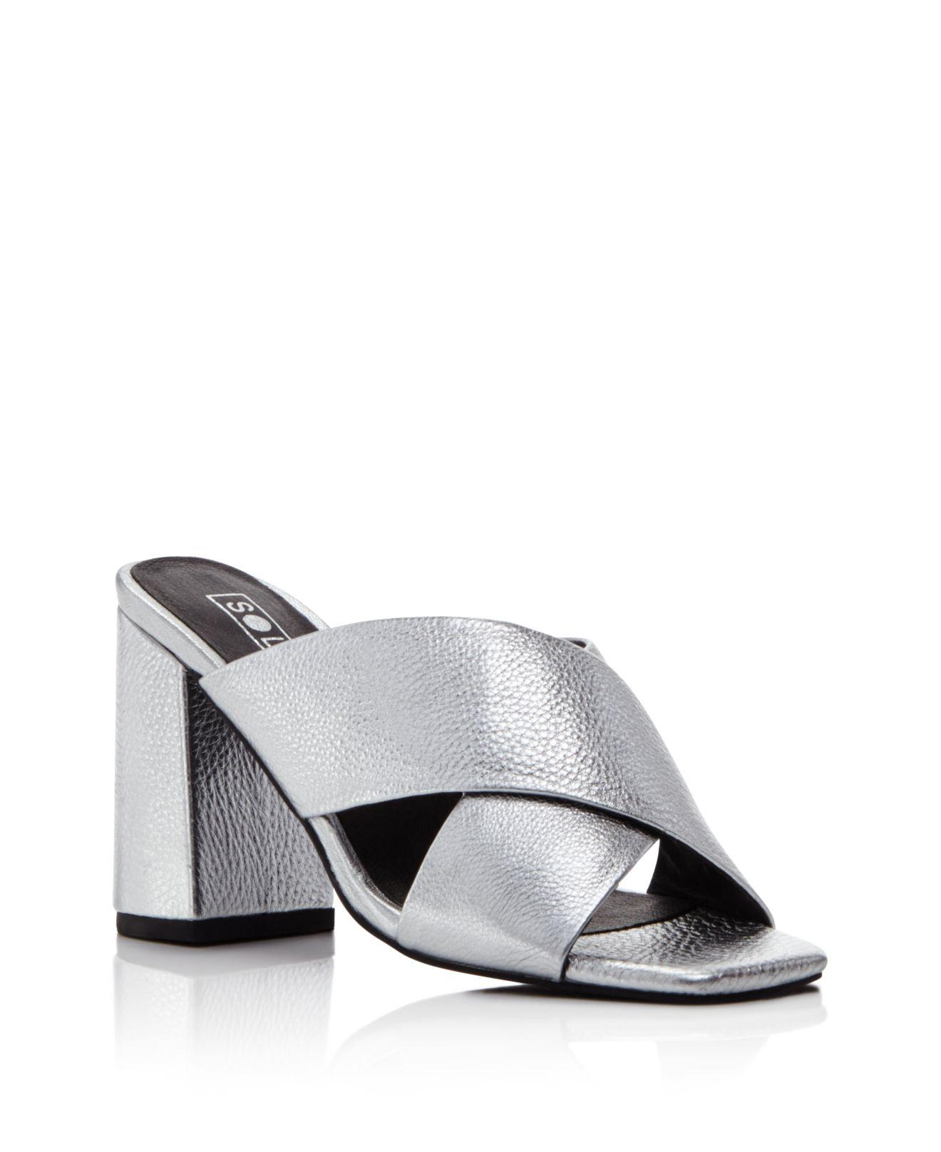 Lyst - Sol Sana Ginny Metallic Leather High Heel Slide Sandals in Metallic