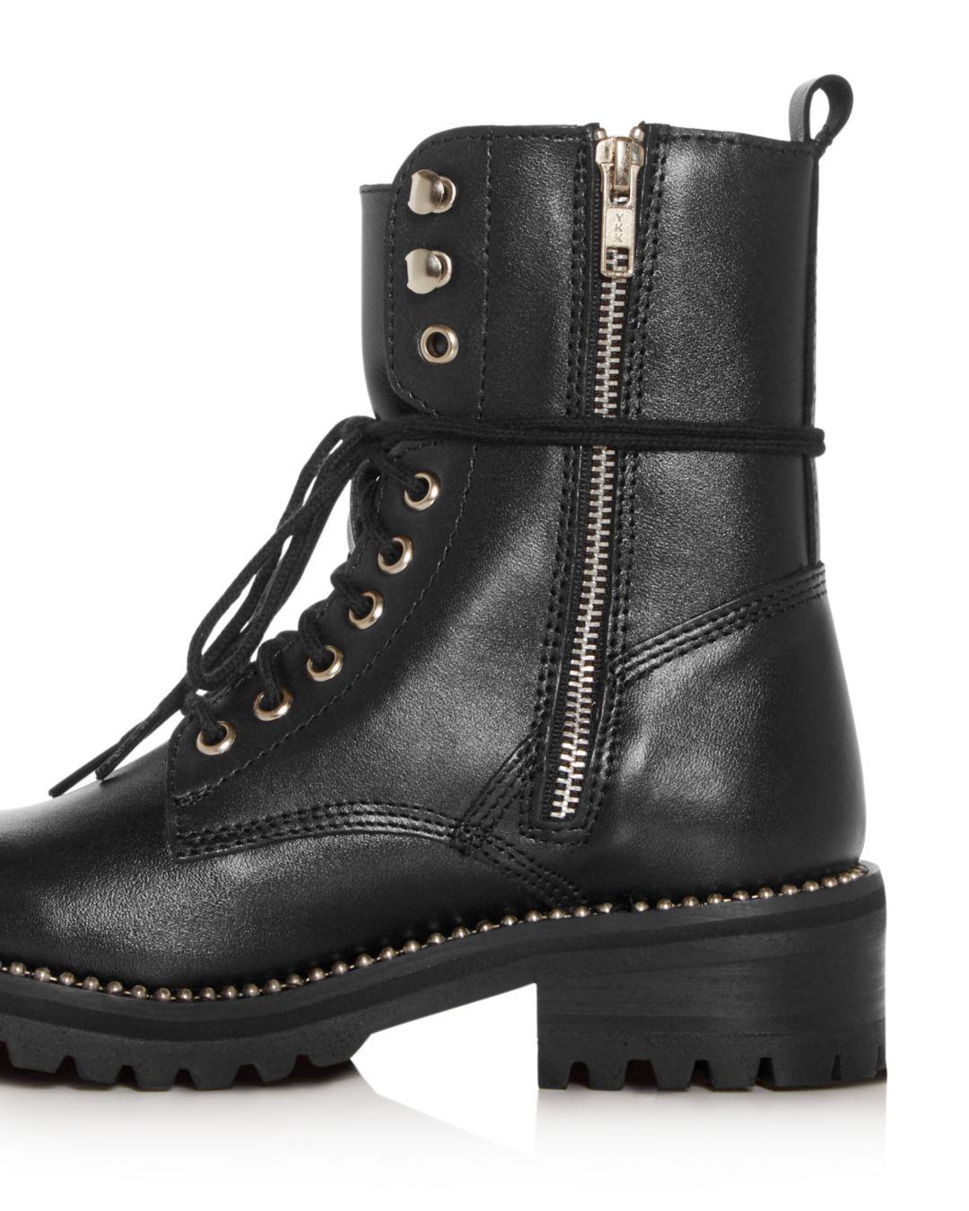 Aqua Leather Women's Jax Combat Boots in Black - Lyst