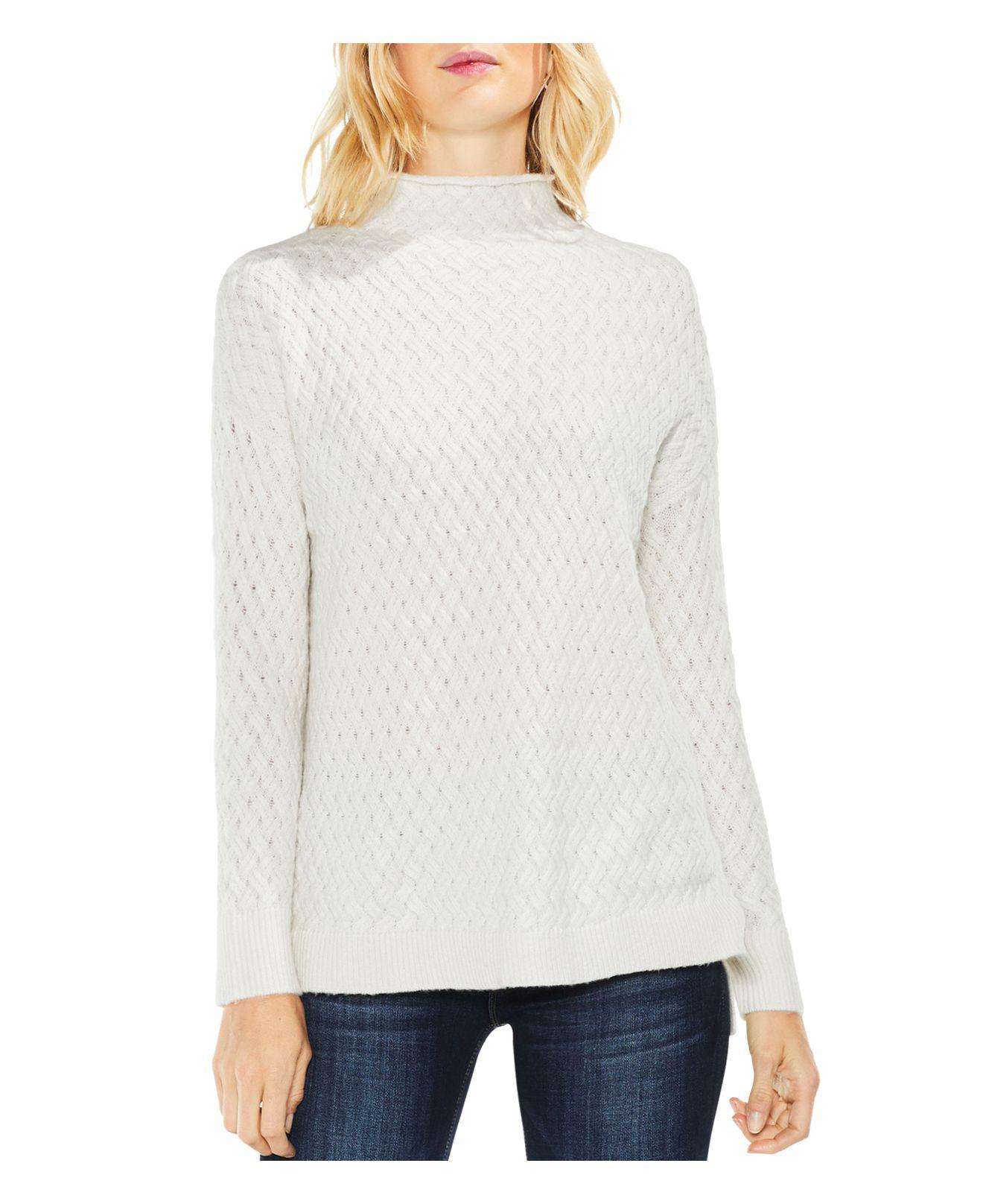 Download Lyst - Vince Camuto Mock Neck Novelty-cable Sweater in White