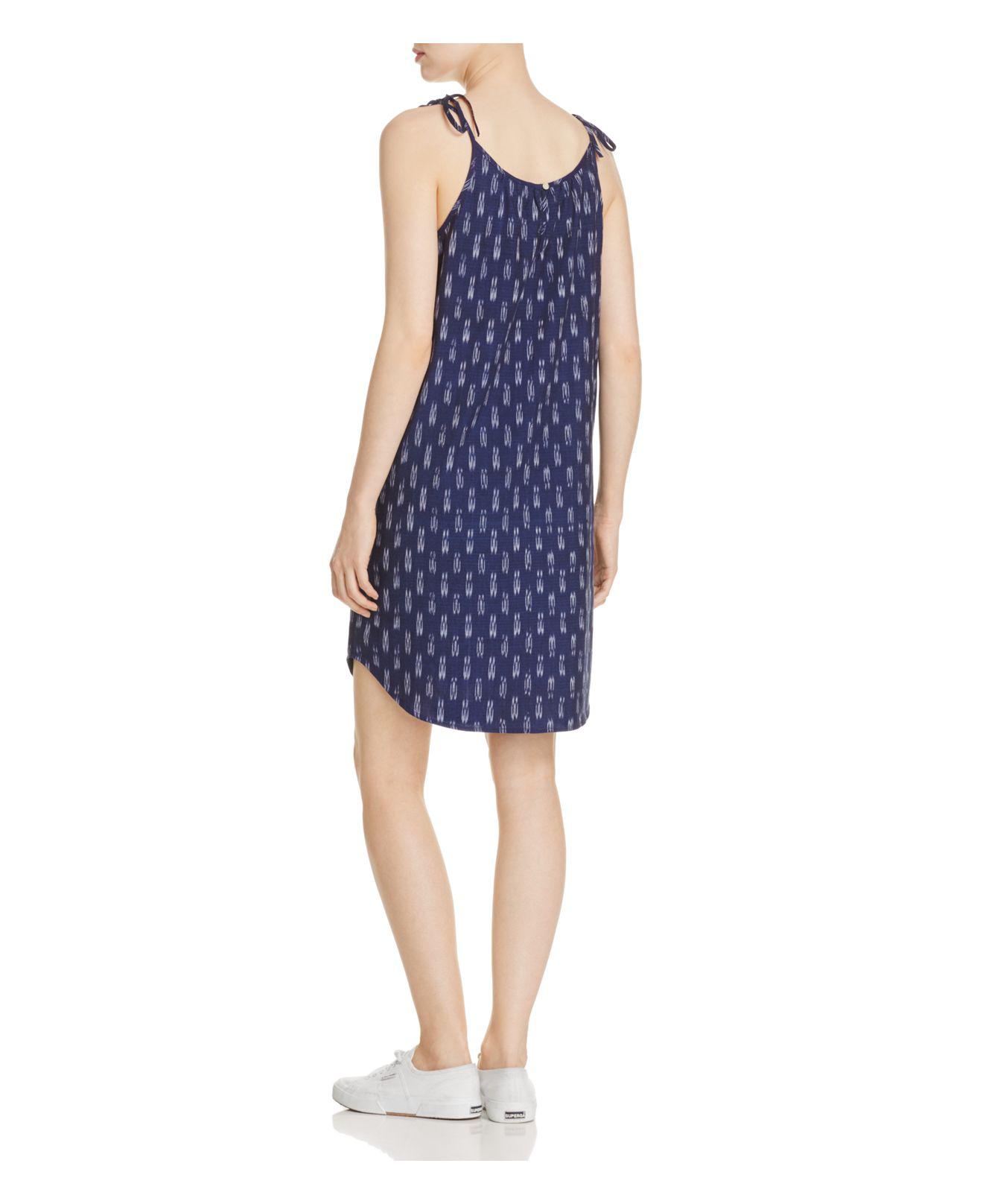 Beach lunch lounge Ikat Shoulder Tie Dress in Blue  Lyst