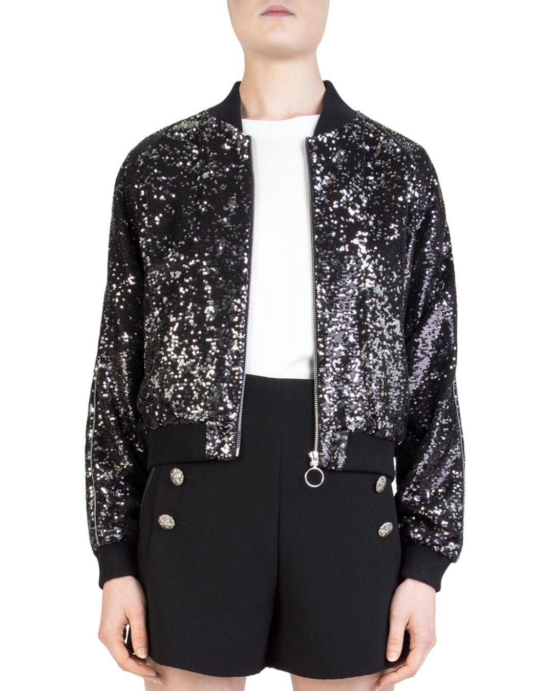 Lyst - The Kooples Sequined Bomber Jacket in Black