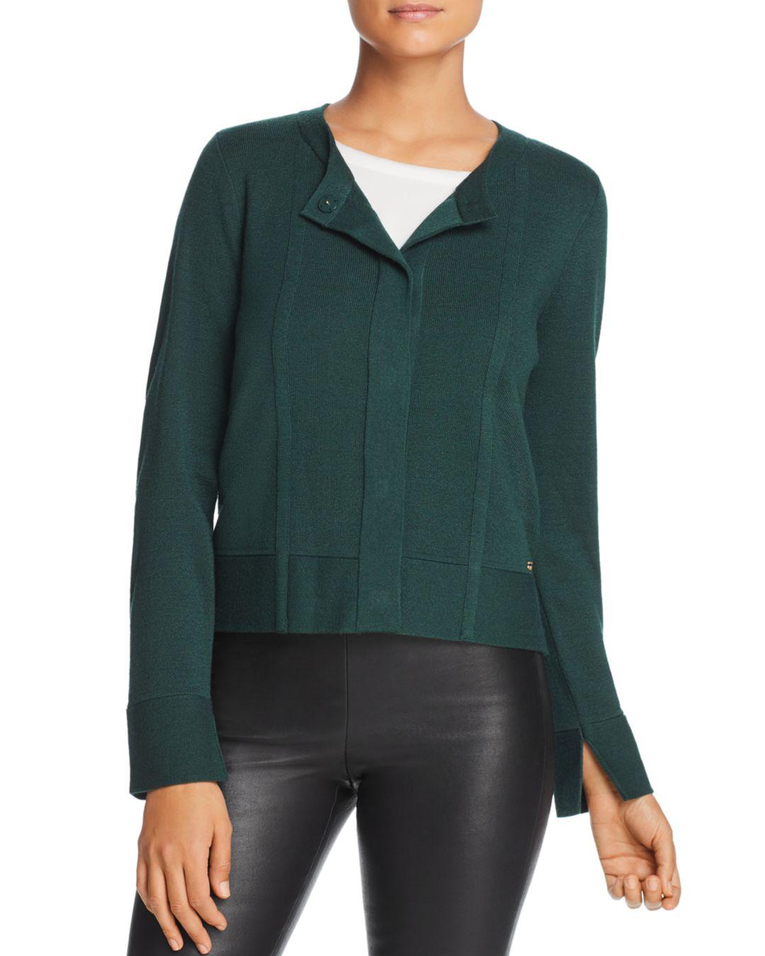 Lyst - Donna Karan New York Concealed Snap Cardigan in Green
