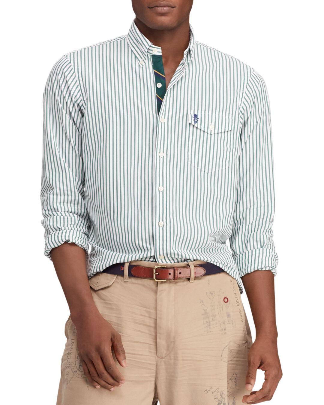 Lyst - Polo Ralph Lauren Striped Classic Fit Button-down Shirt in Green ...