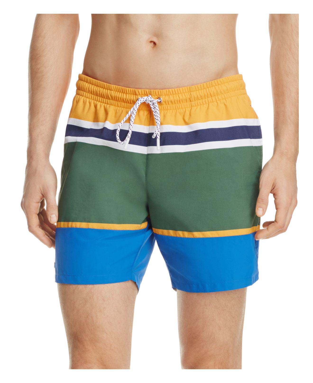 Lyst - Lacoste Engineer Stripe Swim Trunks in Blue for Men