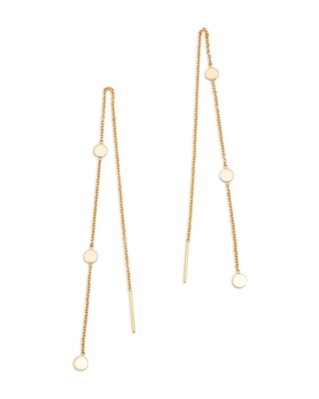 Zoe Chicco 14k Yellow Gold Disc Threader Earrings In Metallic Save Zoe Chicco Women S Metallic 14k Yellow Gold Disc Threader Earrings