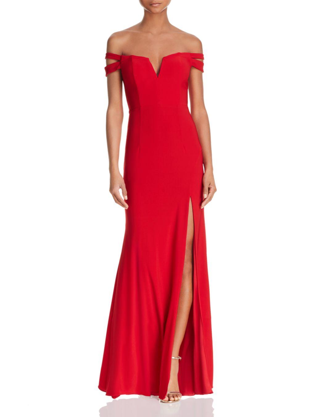 off shoulder net gown