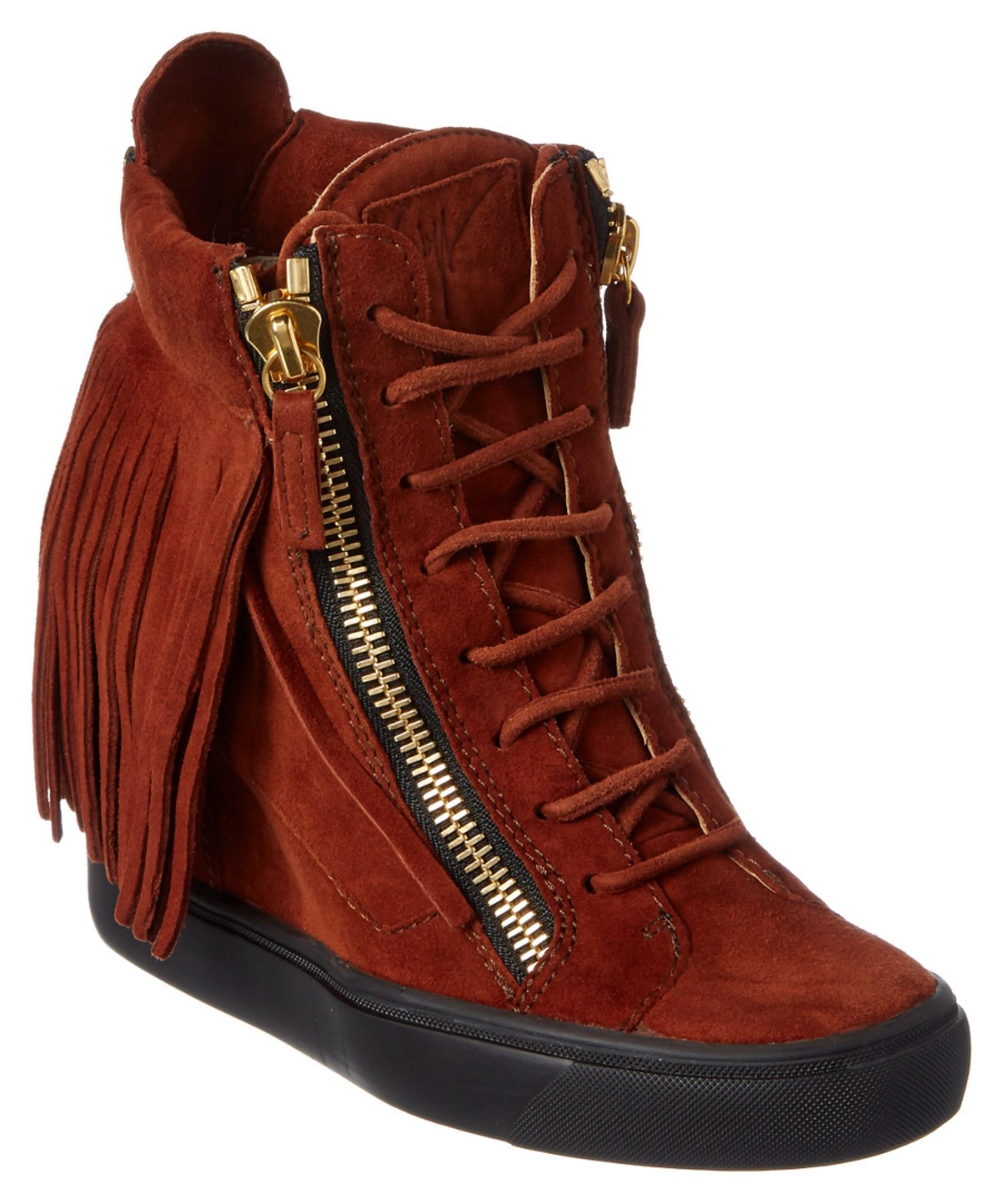 giuseppe wedge sneaker giuseppe zanotti suede fringe wedge sneaker in brown lyst giuseppe wedge sneaker giuseppe zanotti suede fringe wedge sneaker in brown lyst