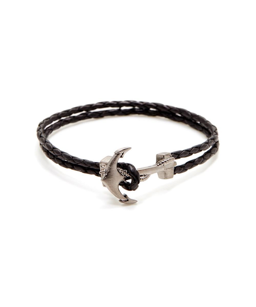 Lyst Mateo Bijoux Braided Leather Anchor Bracelet In Black For Men Mateo Bijoux