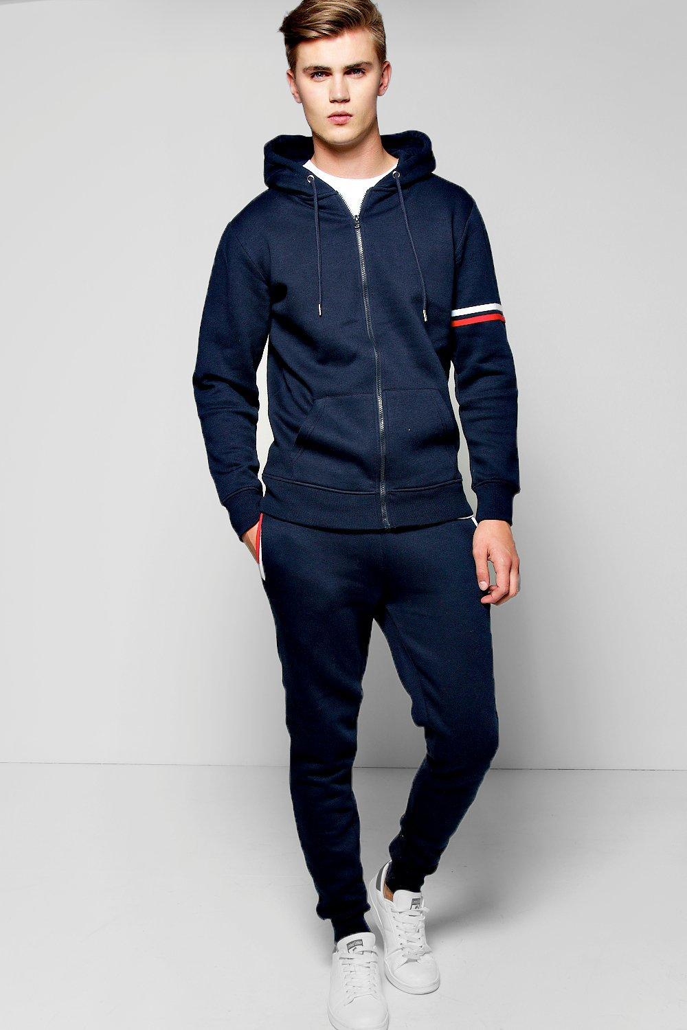 Boohoo Stripe Detail Hooded Tracksuit in Blue for Men - Save 50% | Lyst