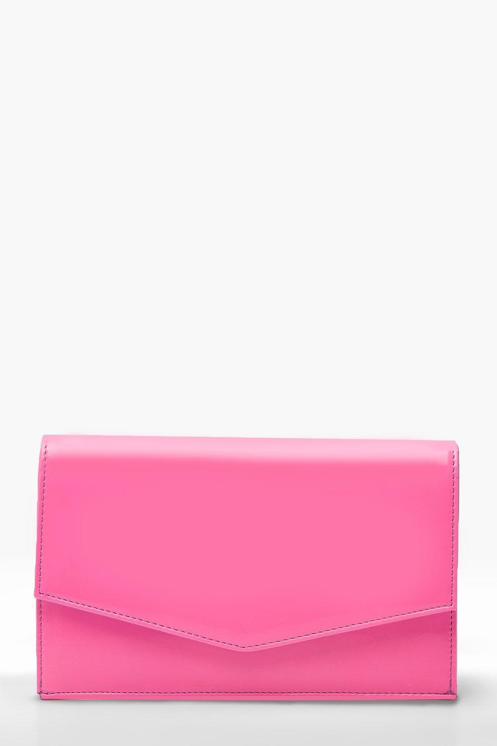 Boohoo Neon Envelope Clutch & Chain in Pink - Lyst