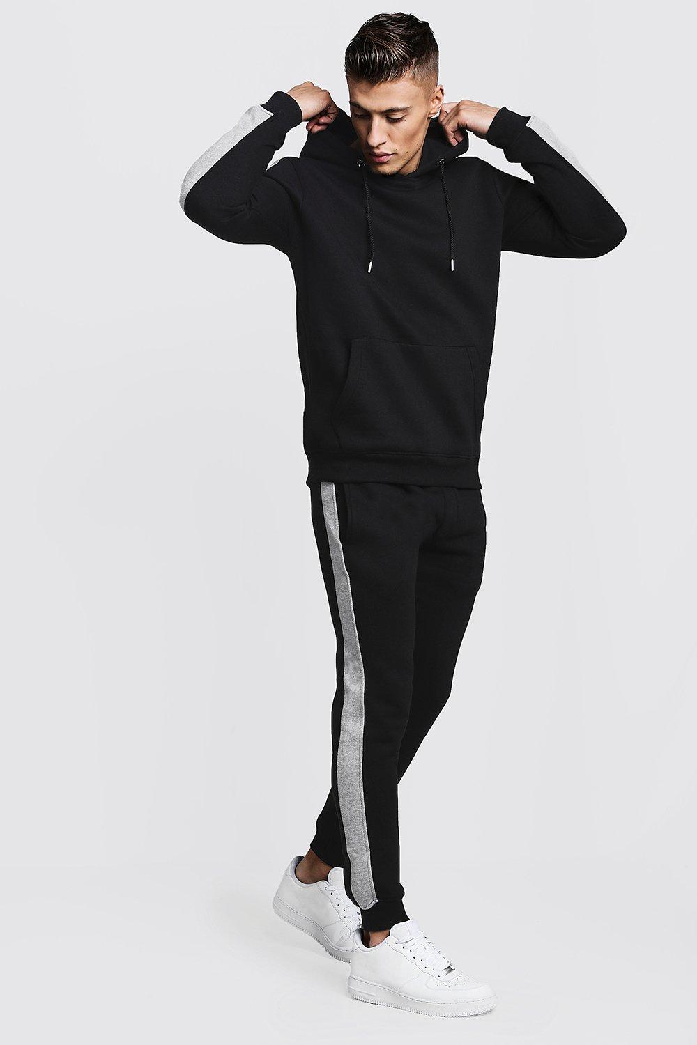 Boohoo Hooded Tracksuit With Colour Block Sleeves for Men - Lyst