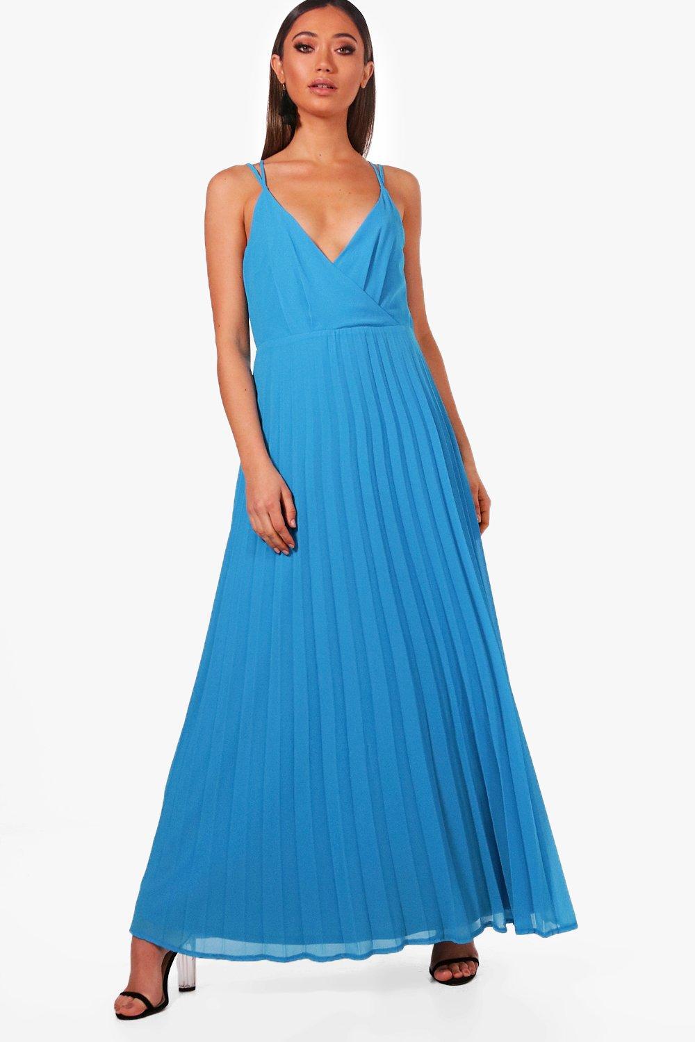Pleated Chiffon Maxi Dress