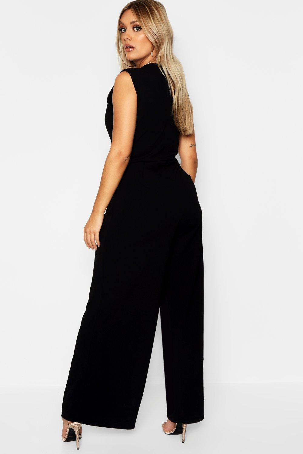 Plus Stefi Contrast Panel Jumpsuit at boohoo.com