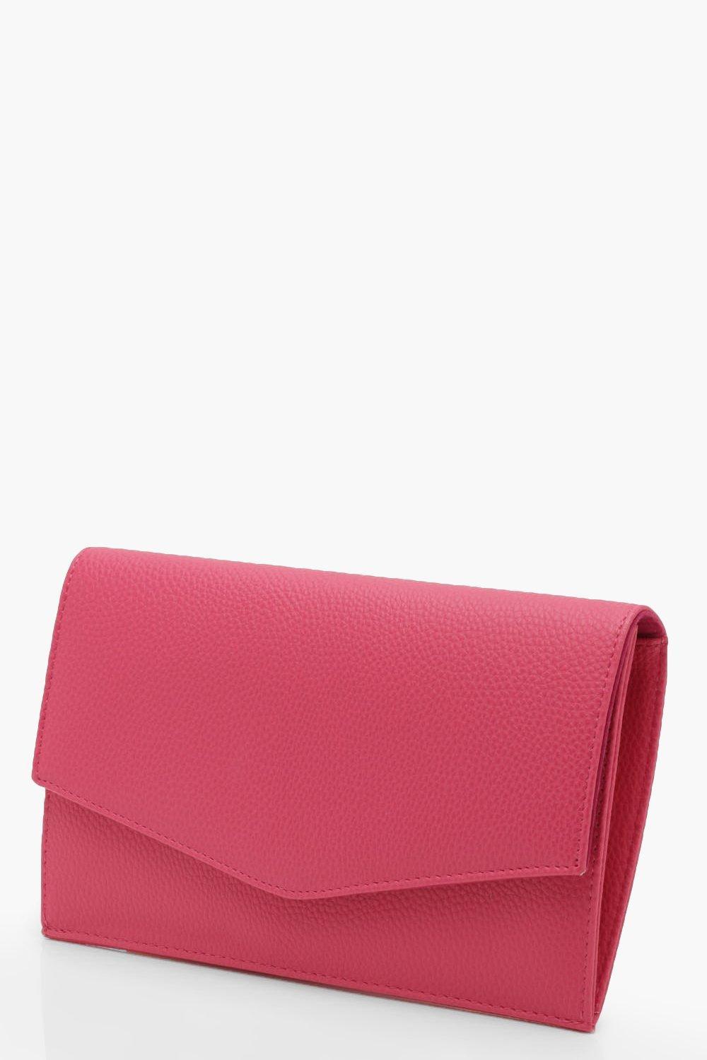 Lyst - Boohoo Grainy Pu Envelope Clutch And Chain in Pink