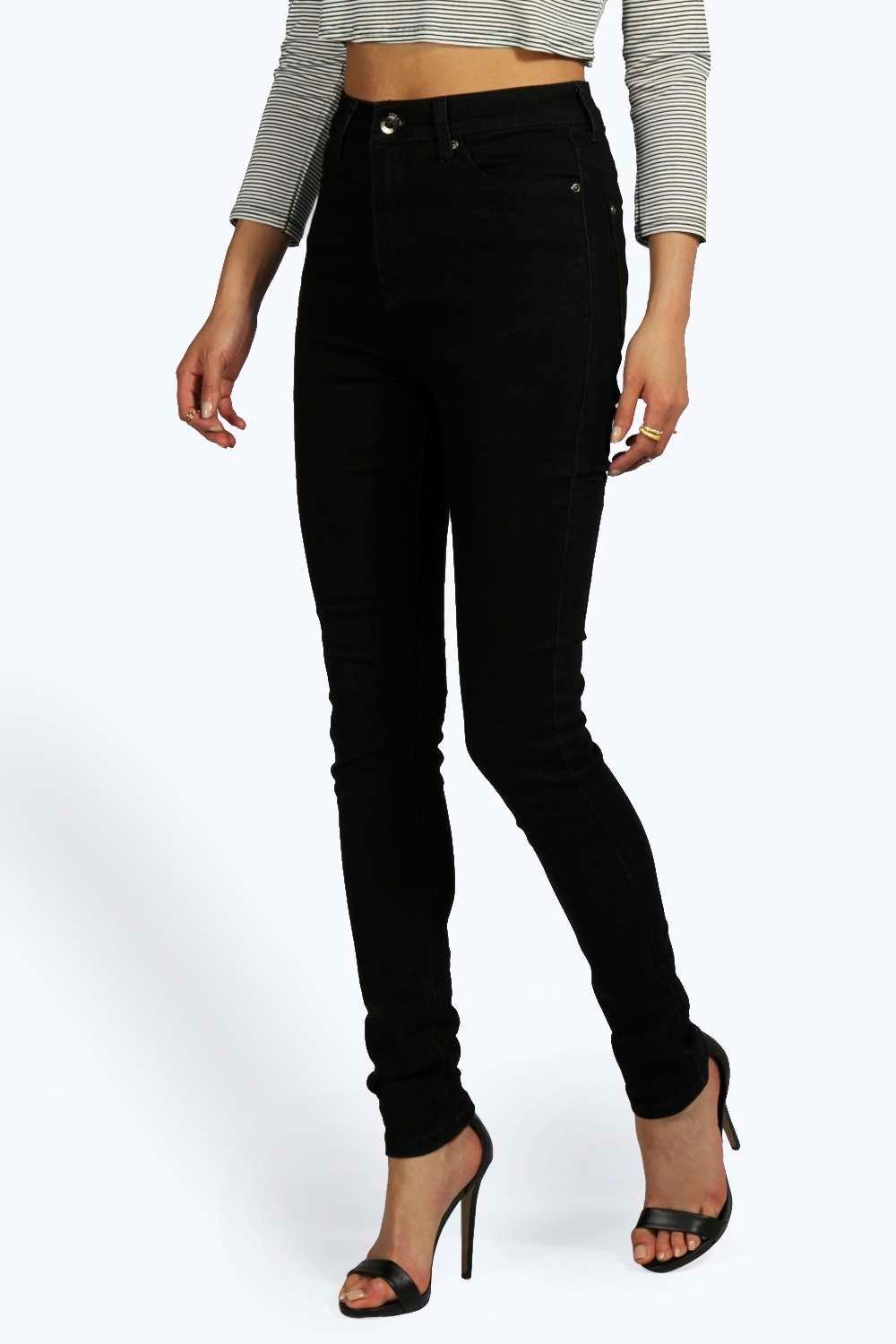 Lyst - Boohoo High Waisted Classic Stretch Skinny Jeans in Black