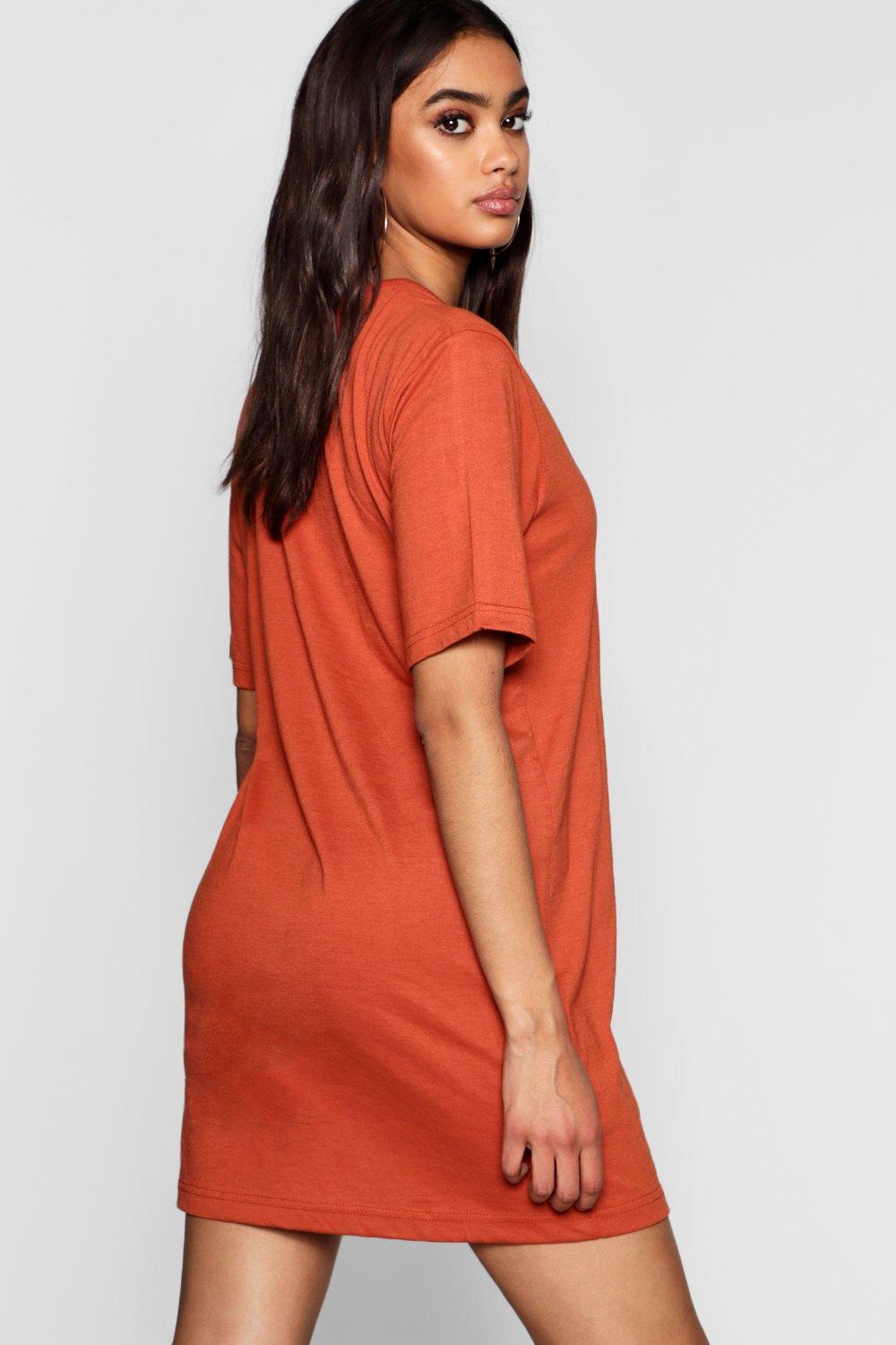 deep v neck shirt dress