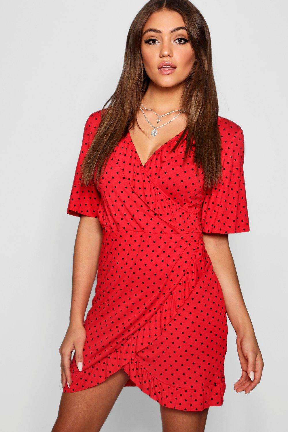 boohoo red shirt dress