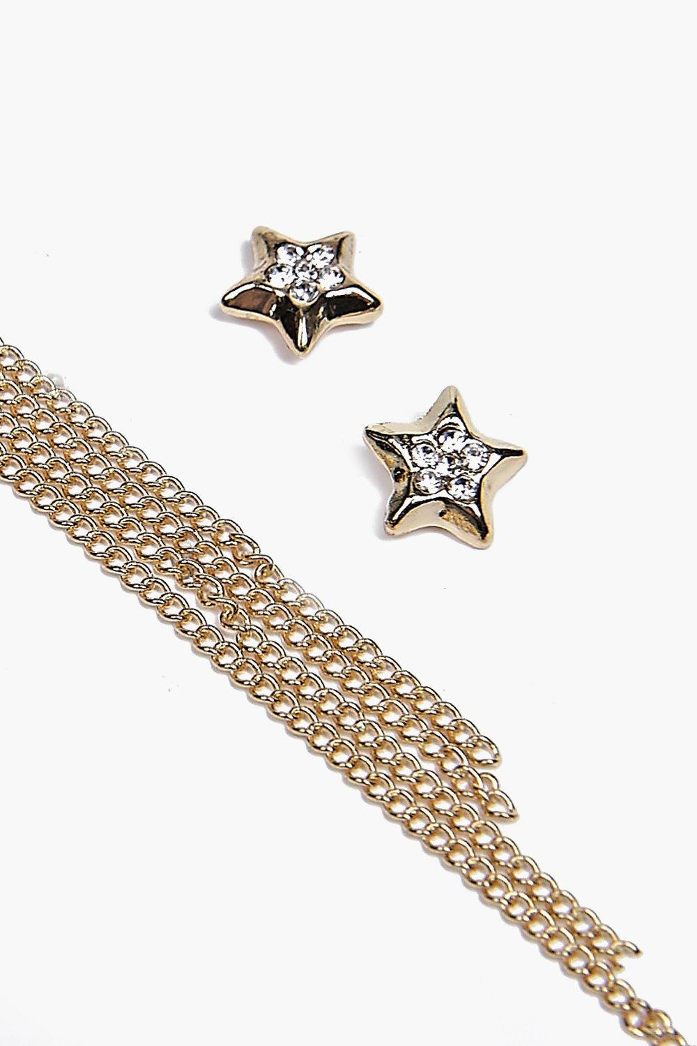 Boohoo Amelie Star Tassel Earring Set in Gold (Metallic) Lyst