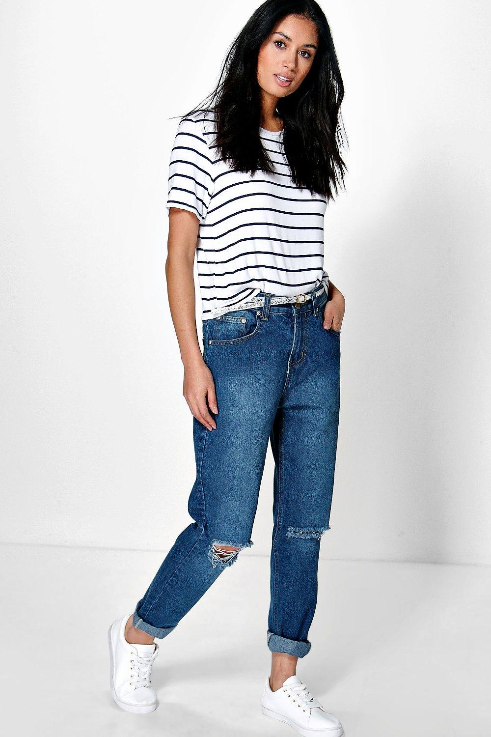 Boohoo Hatty High Dark Wash Distressed Boyfriend Jeans In Blue | Lyst Boohoo Hatty High Dark Wash Distressed Boyfriend Jeans In Blue | Lyst