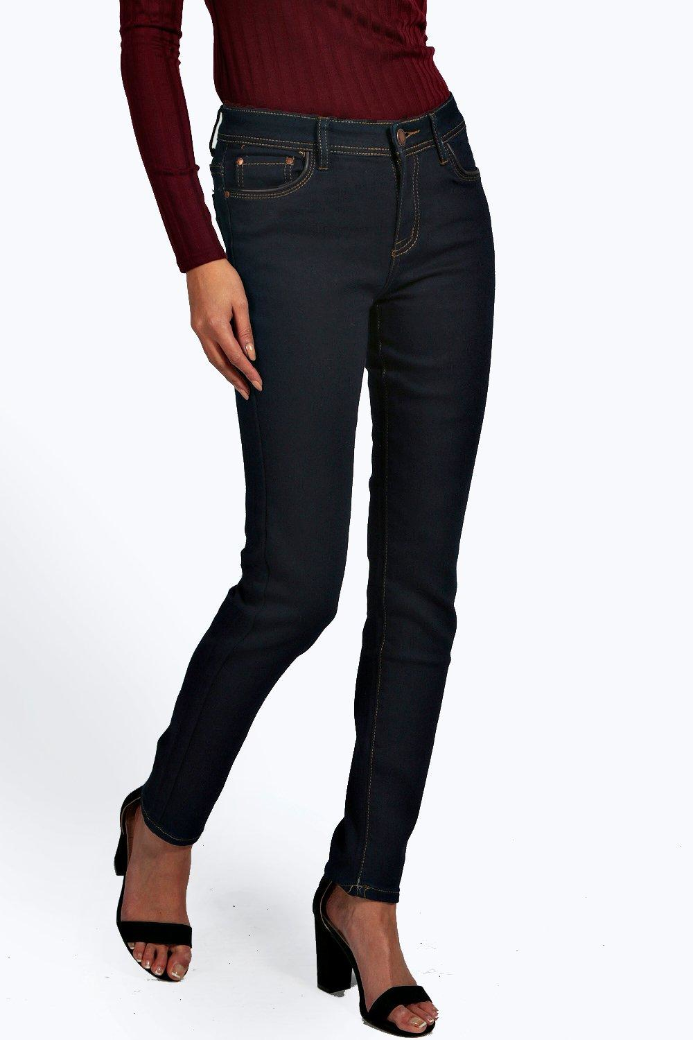 Lyst - Boohoo Jess Mid Rise Skinny Jeans in Black