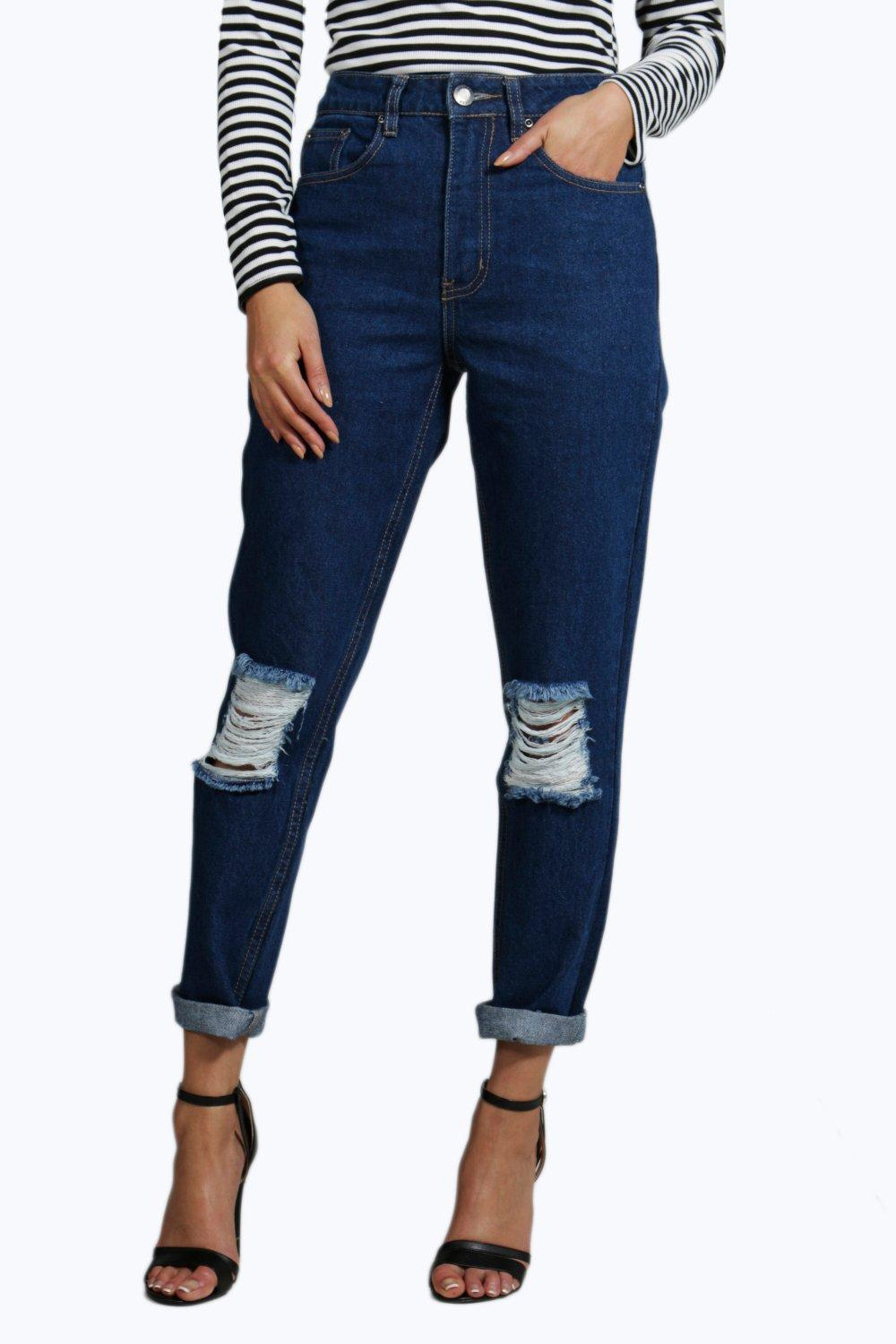 boohoo ripped mom jeans