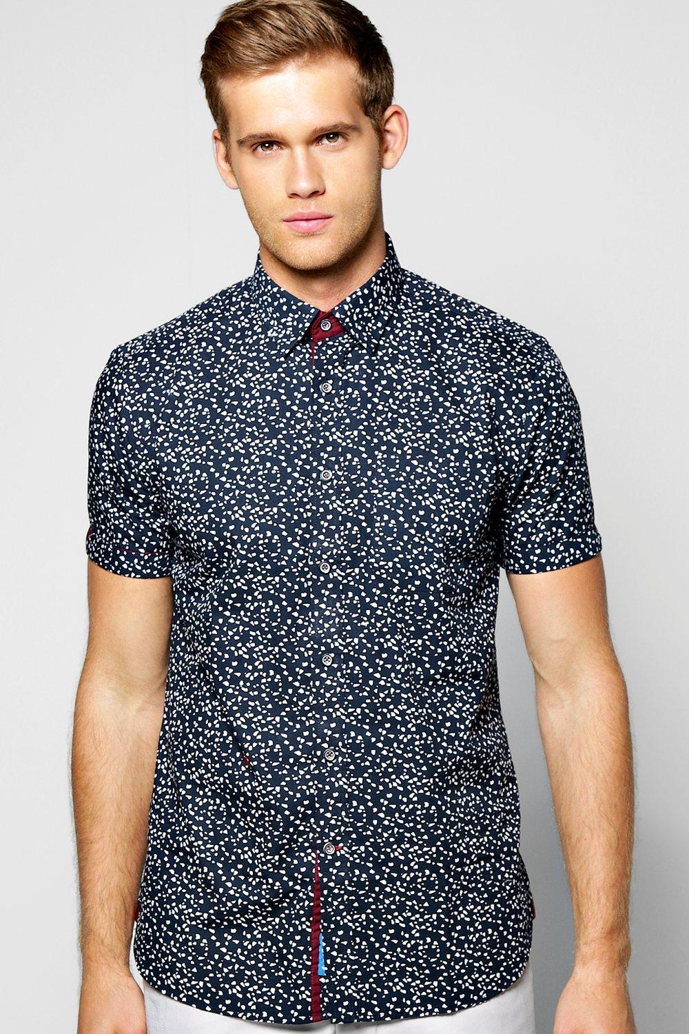 Lyst - Boohoo Short Sleeve Print Shirt in Blue for Men