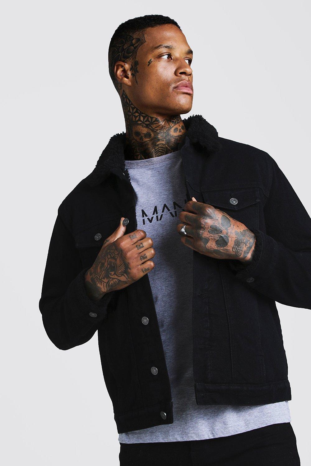 fully borg lined denim jacket mens