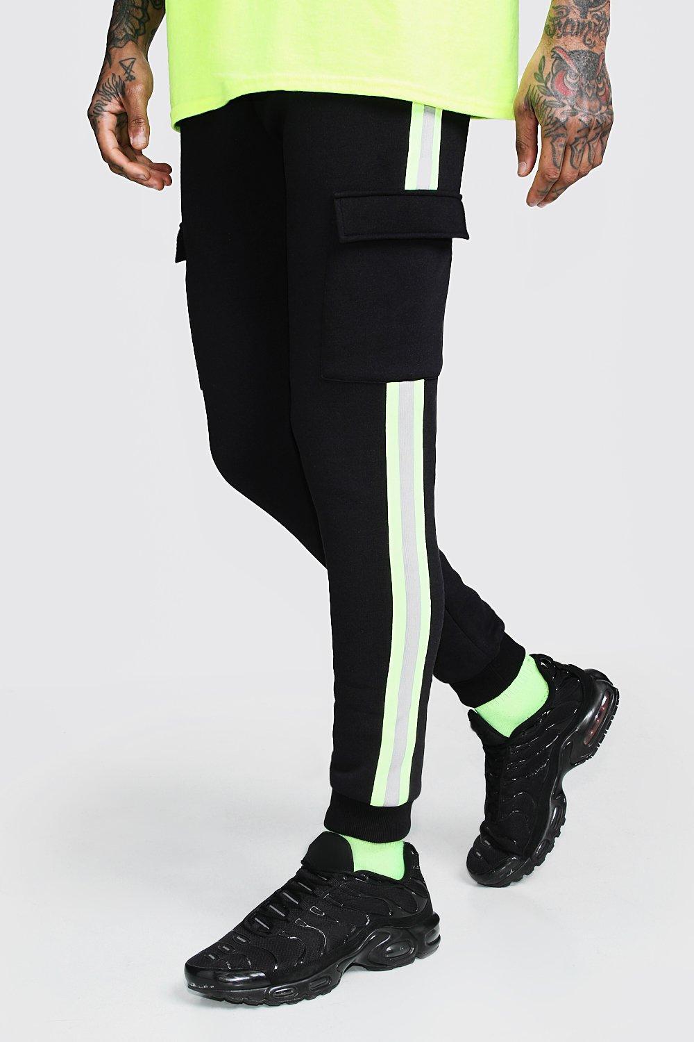 neon green and black joggers