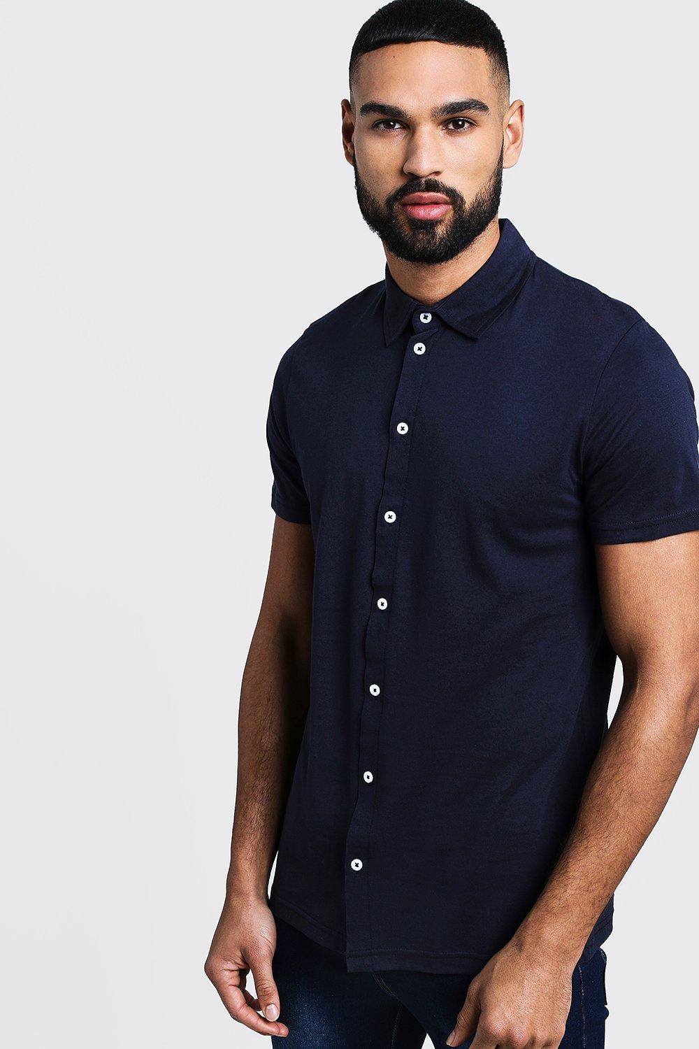 Lyst - BoohooMAN Short Sleeve Jersey Shirt in Blue for Men