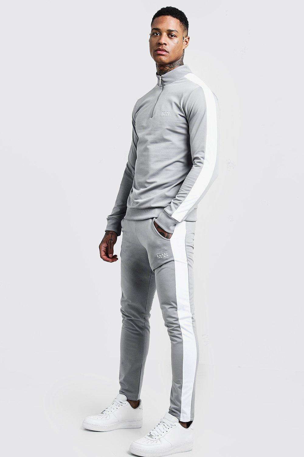 grey and white tracksuit mens