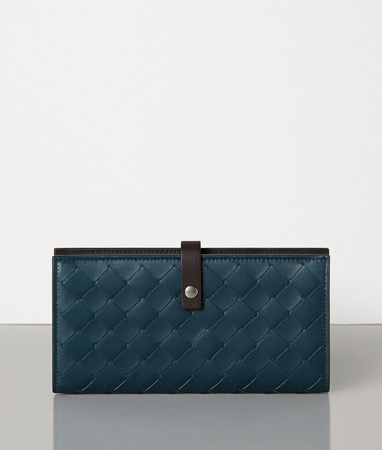 Bottega Veneta Leather Large French Wallet In Maxi Intreccio in Blue - Lyst