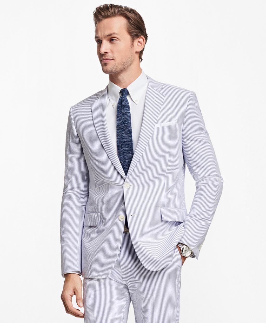 Lyst Brooks Brothers Regent Fit Stripe Seersucker Suit in Blue for Men