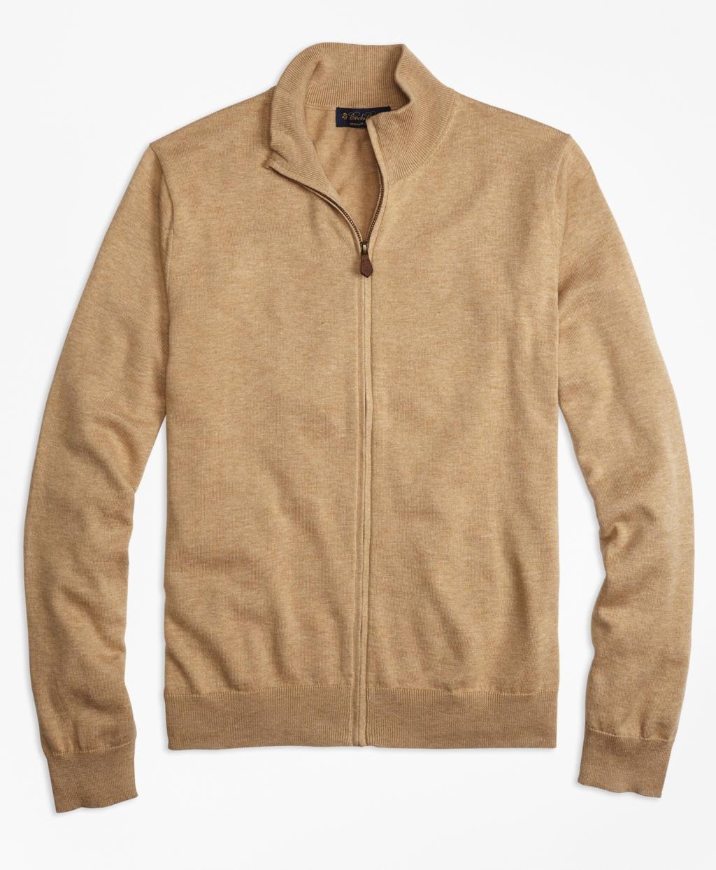 Lyst - Brooks Brothers Supima® Cotton Full-zip Cardigan in Brown for Men