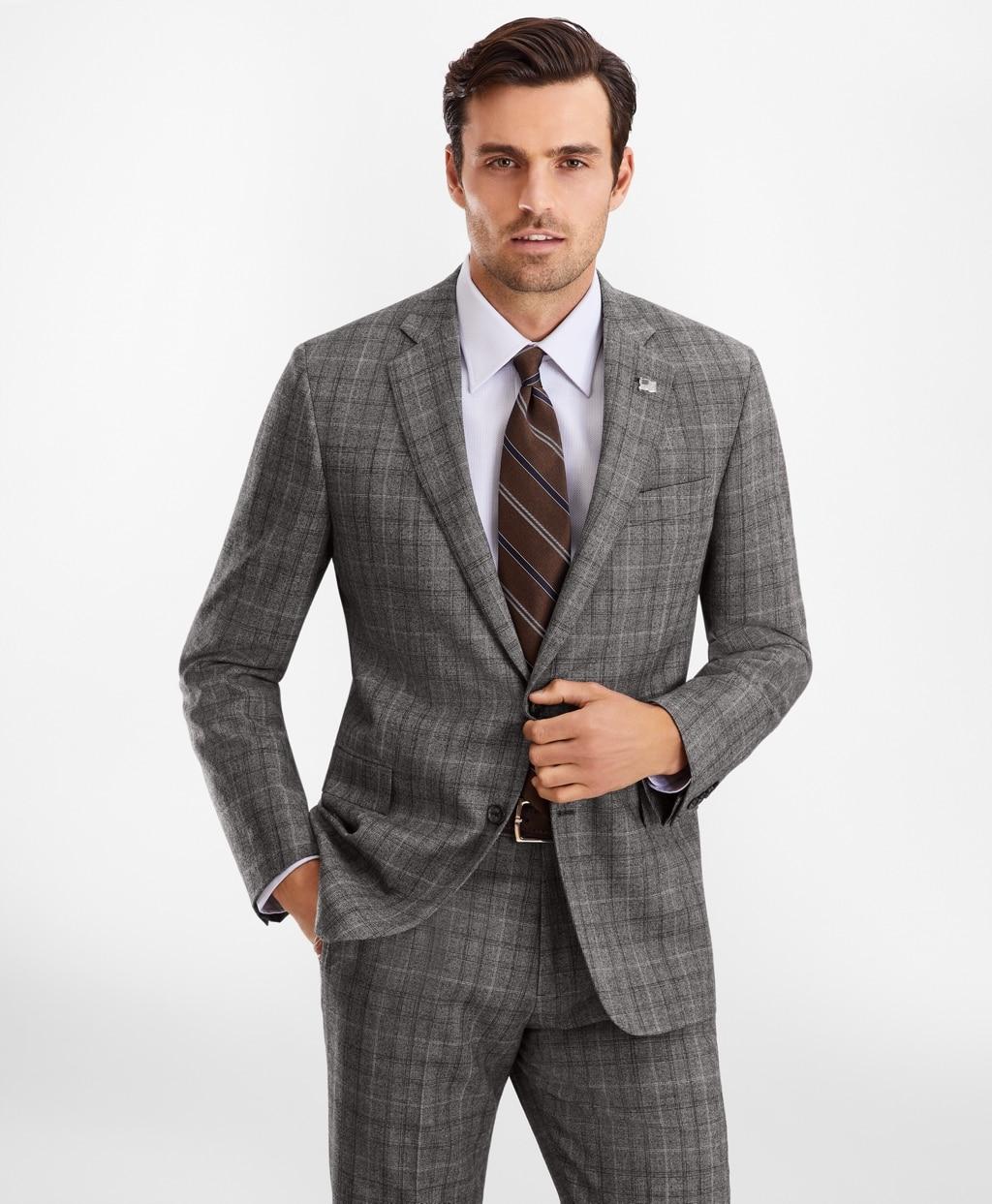 Brooks Brothers Canvas Slim Fit Glen Plaid 1818 Suit In Grey Gray For Men Lyst