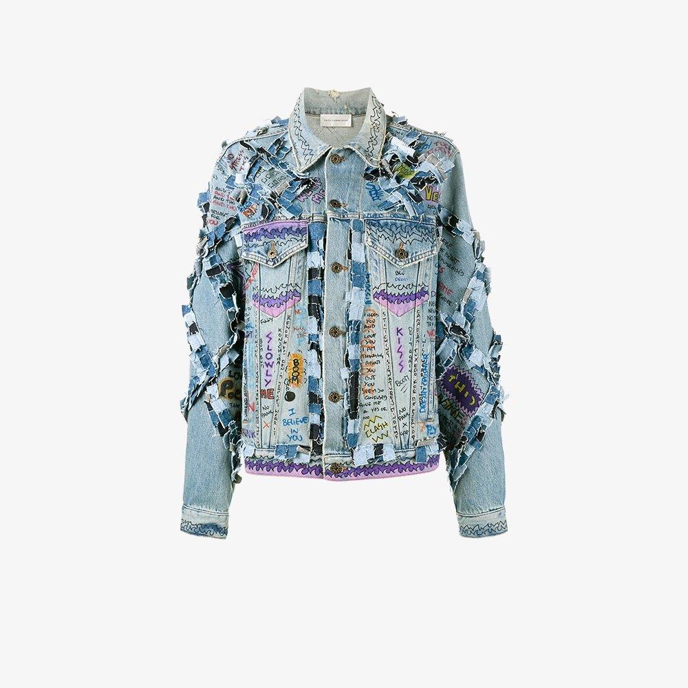 Lyst - Faith Connexion Hand-painted Graffiti Denim Jacket in Blue