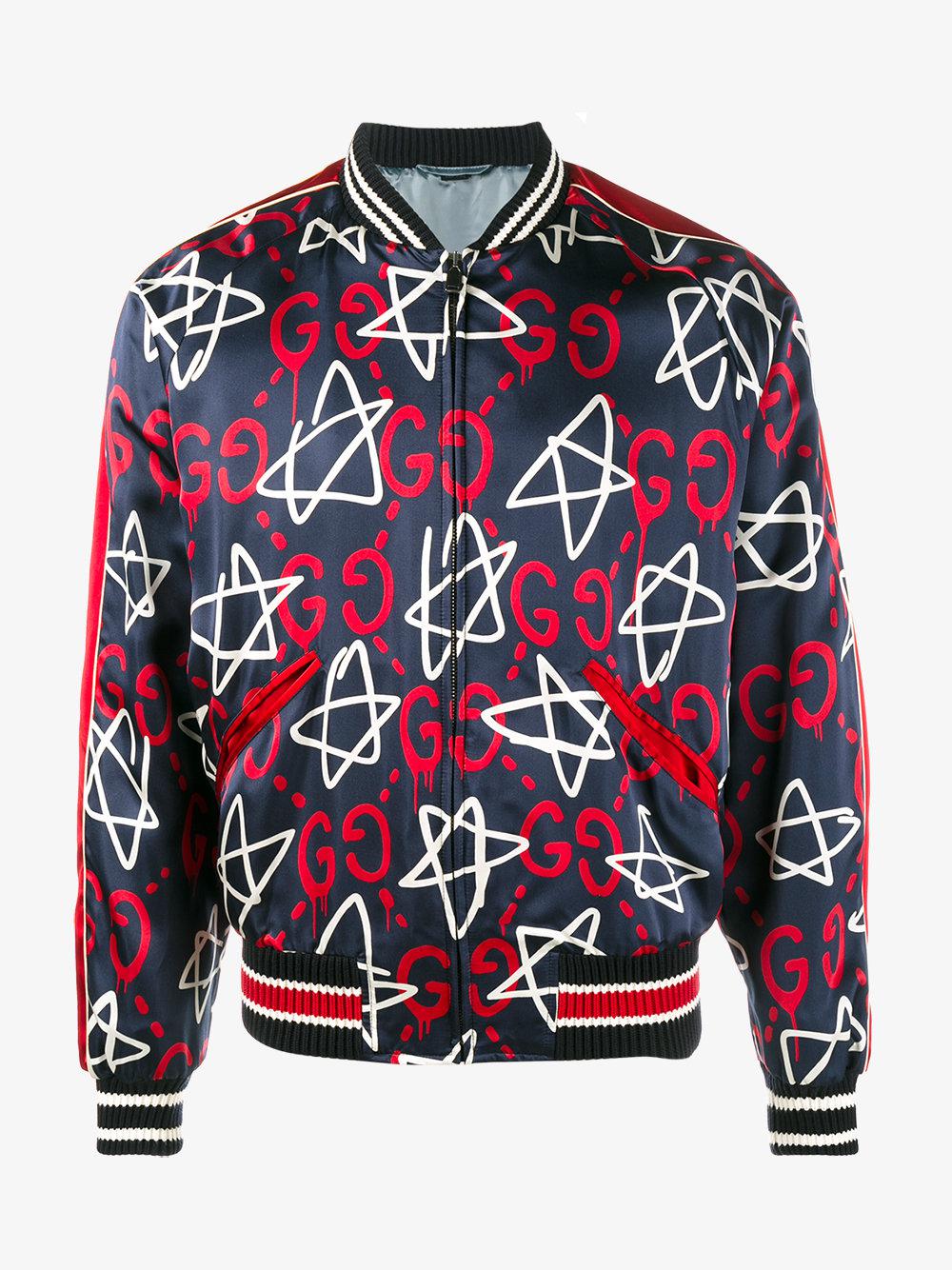 Lyst - Gucci Ghost Star Duchesse Bomber Jacket in Blue for Men