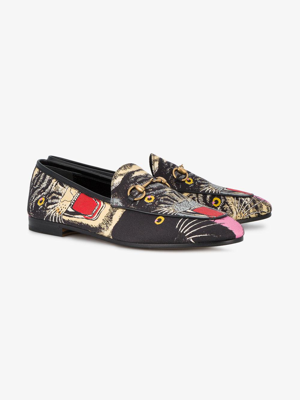 Lyst - Gucci Jordaan Tiger Print Loafers in Black