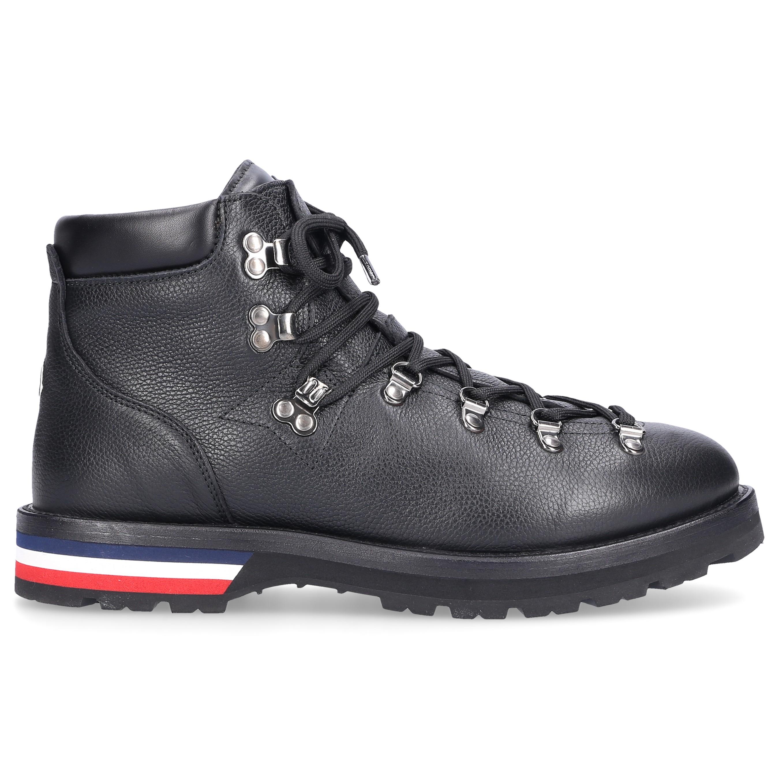 Moncler Leather Ankle Boots Peak in Black for Men - Lyst